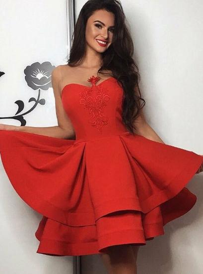 2022 Red Short Homecoming Dresses | Tiered Appliques Sleeveless Hoco Dress