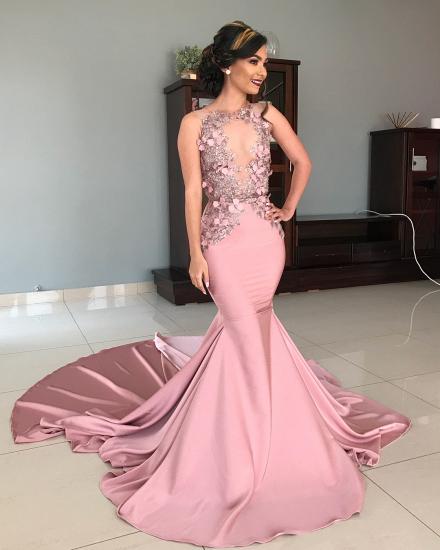 Mermaid Strapless Jewel Appliques Sexy Prom Dresses | Gorgeous Long Evening Dresses With Chapel Train_3