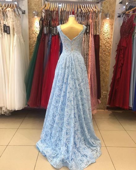 Stunning Sleeveless A-line Sky Blue Evening Maxi Dress_3