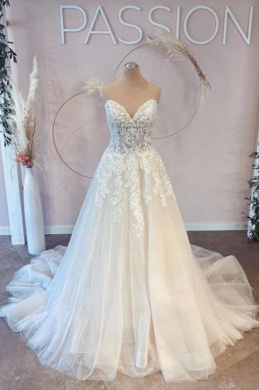 Sweetheart Aline Wedding Dress Sleeveless Bridal Dress_1