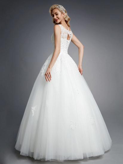 Formal Ball Gown Wedding Dresses Jewel Lace Tulle Straps Casual Backless Bridal Gowns Online_2
