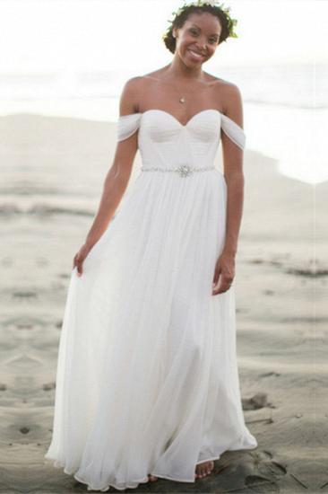 A-Line Ruffles Off the Shoulder 2022 Bridal New Arrival Chiffon Summer Beach Wedding Dress_2
