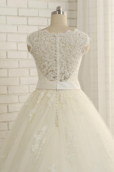 TsClothzone Sexy Straps Sleeveless Lace Wedding Dresses With Appliques A line Tulle Ruffles Bridal Gowns On Sale_5