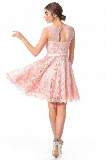 Lovely Jewel Neck Sleeveless Floral Lace Short Party Dress Formal Wear Dress_4