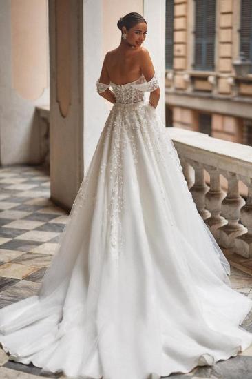 Fashion wedding dresses A line | Tulle wedding dresses with lace_2