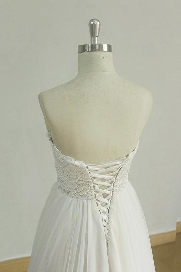 Sexy Schatz-weißes Tüll-Hochzeitskleid | Lace A-Linie Rüschen Brautkleider_5
