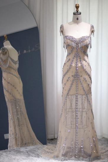 Luxuriöses, herzförmiges, mit Perlen verziertes Meerjungfrau-Partykleid mit Quasten, Dubai-Abendkleid_4