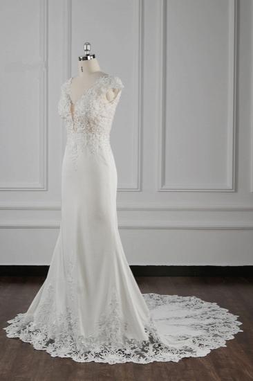TsClothzone Elegant V-neck Chiffon Lace Wedding Dress Beadings Appliques Mermaid Bridal Gowns Online_4