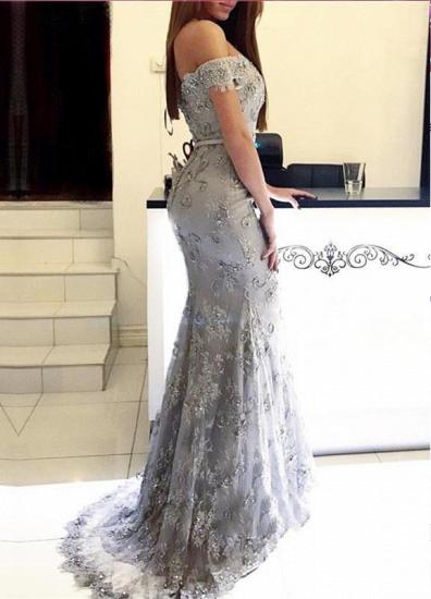 Mermaid Off-the-Shoulder Prom Dresses | Sweetheart Long Silver Evening Gowns_2