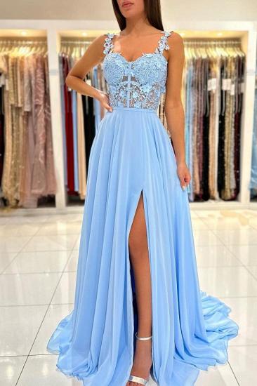 Simple evening dresses blue | Long Prom Dresses Cheap_3