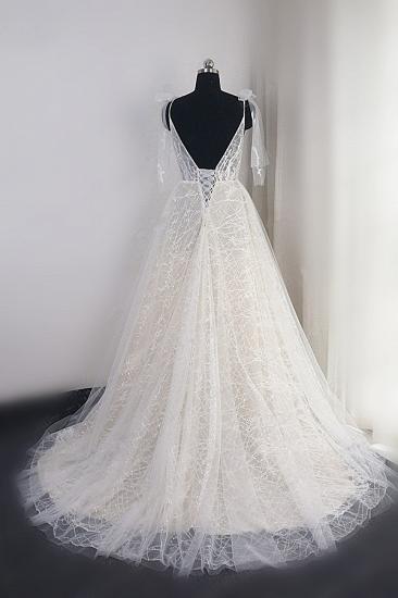 TsClothzone Gorgeous Spaghetti Straps Tulle Wedding Dress Beading V-Neck Sleeveless Bridal Gowns Online_3