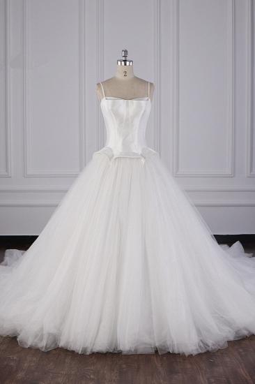 TsClothzone Simple Spaghetti Straps Satin Wedding Dress Tulle Ruffles Sleeveless Bridal Gowns Onlien_2