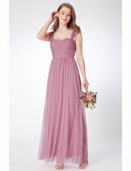 Flowy Tulle Purple Orchid Long  Bridesmaid Dress_2