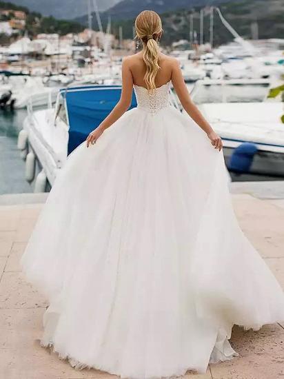 Sexy Ball Gown Wedding Dresses Strapless Bridal Gowns Lace Tulle Strapless Plus Size Bridal Gowns with Sweep Train_4