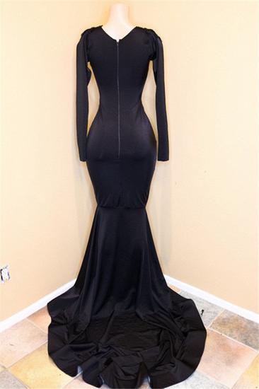 Elegant V-Neck Long Sleeves Appliques Sequins Mermaid Zipper Prom Dresses_3