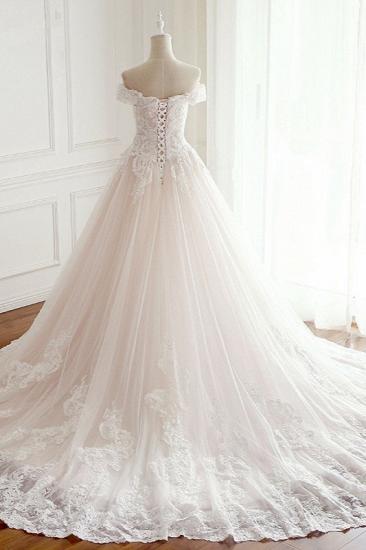 TsClothzone Elegant Off-the-Shoulder Tulle Lace Wedding Dress Sweetheart Appliques Sleeveless Bridal Gowns On Sale_3