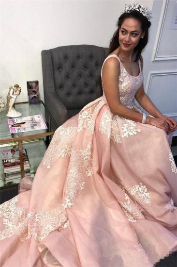 Stunning Pink Applique Straps  Prom Dresses | Ruffle Sleeveless Sexy Evening Dresses