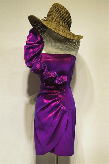 Purple Taffeta Short One Shoulder Cocktail Dresses Ruffles Mini Sexy Popular Evening Gowns_1
