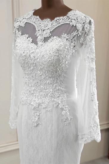TsClothzone Elegant Jewel Long Sleeves White Mermaid Wedding Dresses with Rhinestone Online_6
