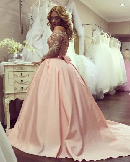 Off The Shoulder Long Sleeve Evening Dresses | Lace Puffy Skirt Prom Dresses Online_2