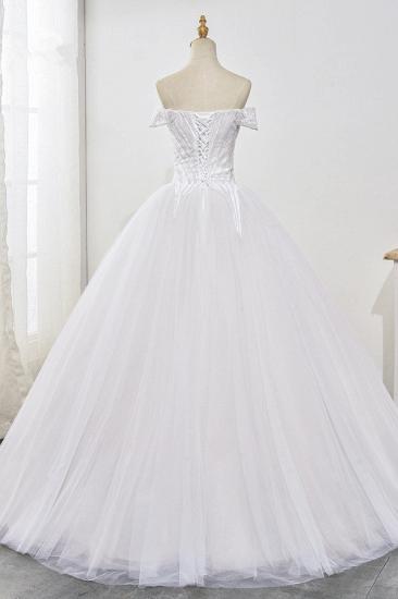 TsClothzone Stunning Off-the-Shoulder Ball Gown White Tulle Wedding Dress Sweetheart Sleeveless Beadings Bridal Gowns Online_3