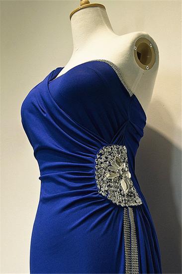One Shoulder Crystal Blue Mermaid Long Prom Dress Elegant Sweep Train Formal Affordable Evening Gown_3