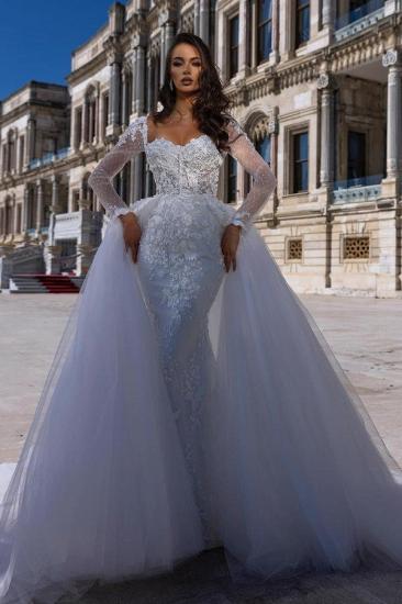 Luxuriöse A-Linie Langarm Spitze Brautkleider | Brautkleider mit Ärmeln