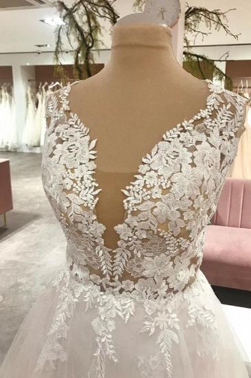 Beautiful wedding dresses V neckline | Wedding dresses a line lace_2