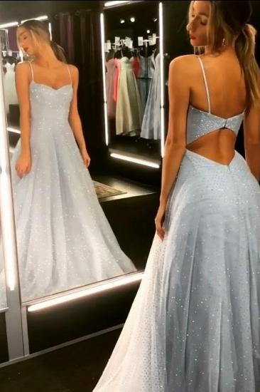 Sparkly Backless Dress Tulle Floor Length Prom Dresses | Long Evening Gowns on Sale_2