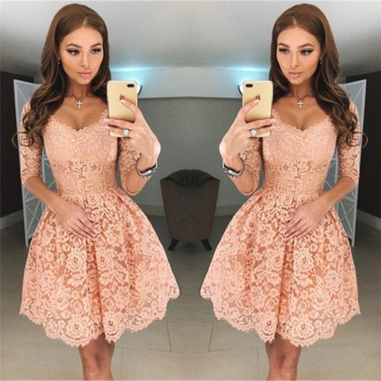 Beautiful Half Sleeve Lace Short Homecoming Dress On Sale_3