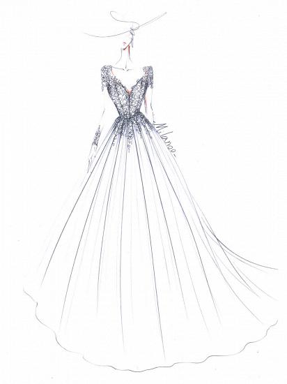 Charming Jewel Tulle Long Sleeves Lace Mermaid Wedding Dresses Long_5