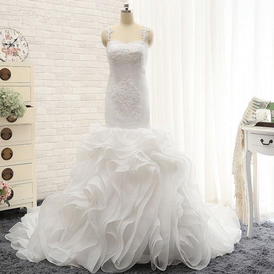 TsClothzone Sexy Sleeveless Straps Ruffles Wedding Dresses With Appliques White Mermaid Satin Bridal Gowns Online_6