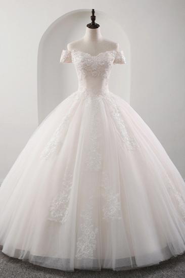 TsClothzone Gorgeous Off-the-shoulder Pink A-line Wedding Dresses Tulle Ruffles Bridal Gowns With Appliques Online_5