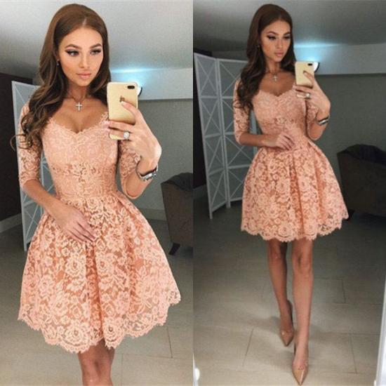 Beautiful Half Sleeve Lace Short Homecoming Dress On Sale_4