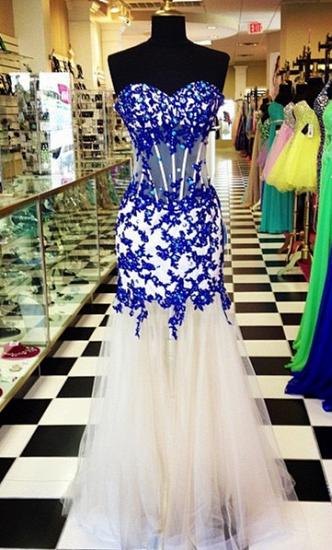 Elegant Sweetheart Royal Blue Prom Dress Crystal Tulle Long Formal Occasion Dresses_1
