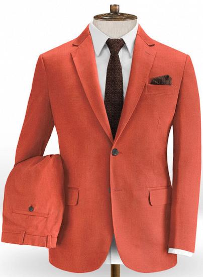 Spring orange cotton flat collar suit | two-piece suit_1