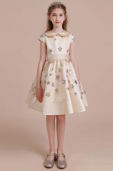 Pretty Cap Sleeve Tulle Flower Girl Dress | Star Sequins Little Girls Pegeant Dress Online_1