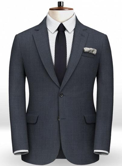 Blue two-piece wool blend notched lapel suit_2
