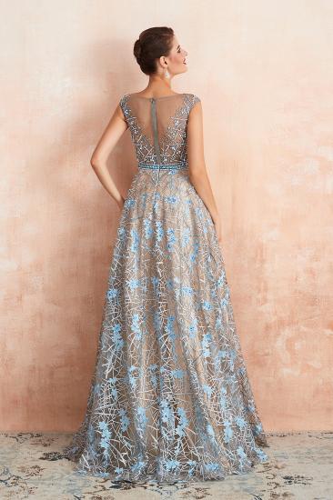 Celandine | Expensive Cap Sleeve See-through Prom Dress with Sky Blue Appliques, Unique Luxury Design Long Evening Dress Online_3