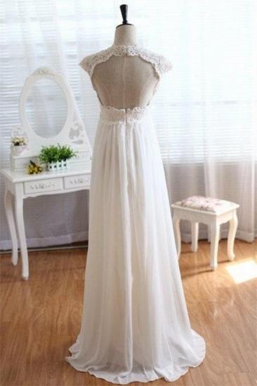 2022 Empire Waist Wedding Dress Lace Chiffon Summer Beach Bride Dresses_3