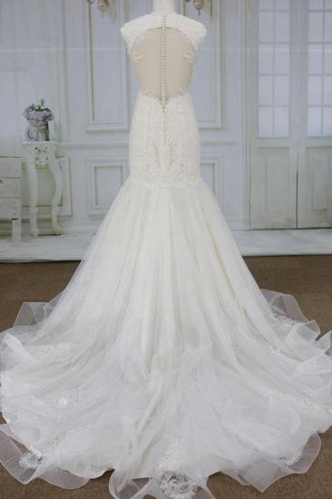 Elegant Mermaid Appliques Straps Wedding Dress | Sleeveless Champagne Tulle Bridal Gowns_3