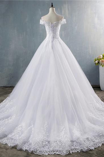 TsClothzone Wunderschönes schulterfreies weißes Tüll-Hochzeitskleid mit Spitzenapplikationen Brautkleider im Angebot_3