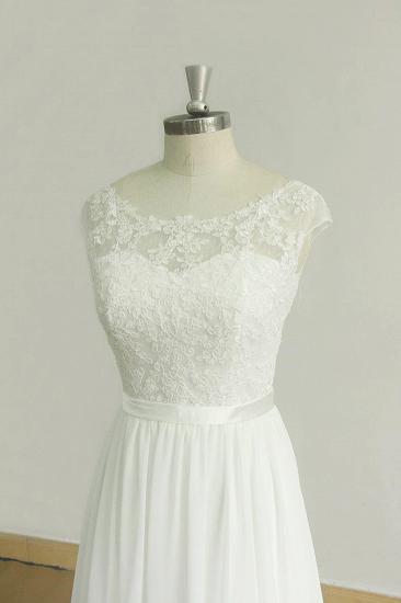 Stylish White Chiffon Lace Wedding Dress | Jewel Sleeveless Bridal Gowns_4