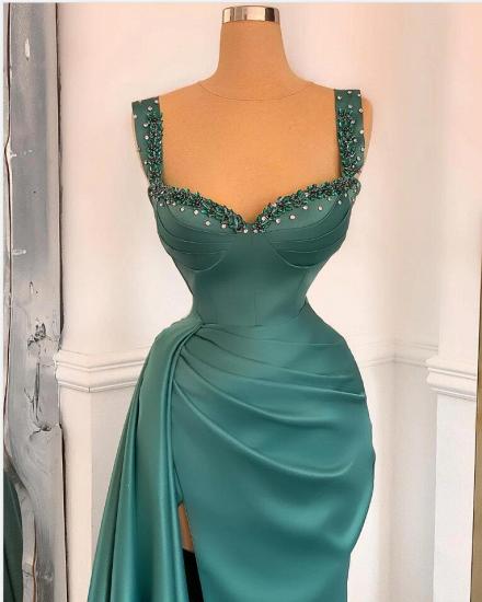 Luxury Sleveless Slim Mermaid Evening Gown with Long Sweep Train_2