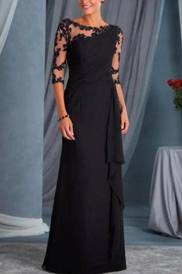 Elegant Black Half Sleeves Mother of the Bride Dress_1