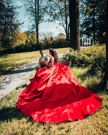 Glamorous Red Sweetheart Aline Ball Gown_5