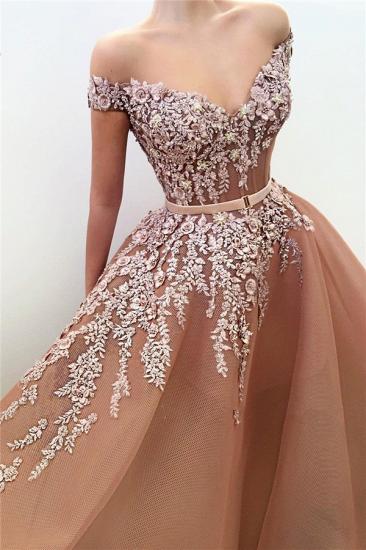 Unique Off the Shoulder Sweetheart Long Prom Dress | Chic Ball Gown Applqiues Sleeveless Affordable Prom Dress_2
