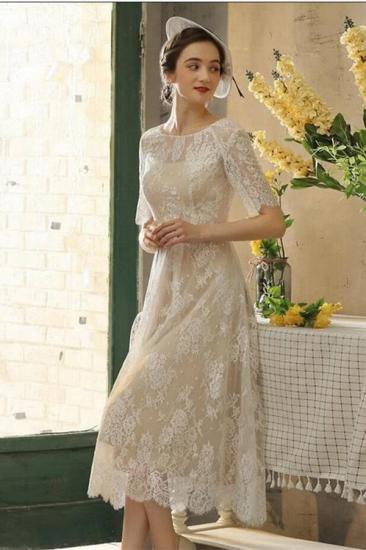 Schöne Brautkleider aus Spitze kurz | Brautkleider mit Ärmeln