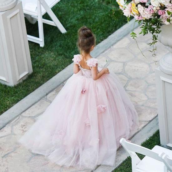 Nettes rosa Tüll-Blumen-Mädchen-Kleid Neue Ankunfts-lange Kinderkleider_3