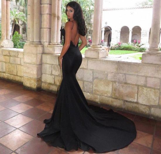 Sexy Black Backless Evening Dress 2022 | Mermaid Long Train Sleeveless Prom Dress Cheap_4